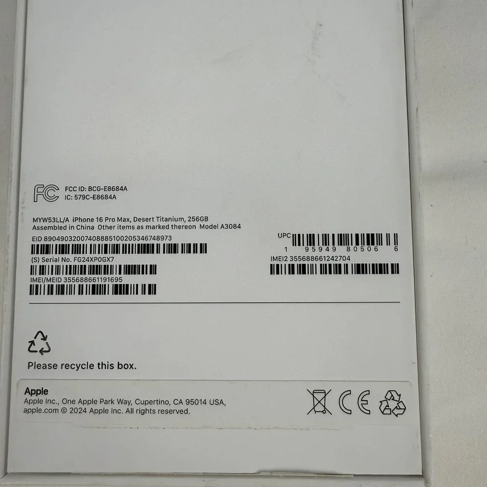 Apple iPhone 16 Pro Max 256GB Desert Titanium Model BOX ONLY